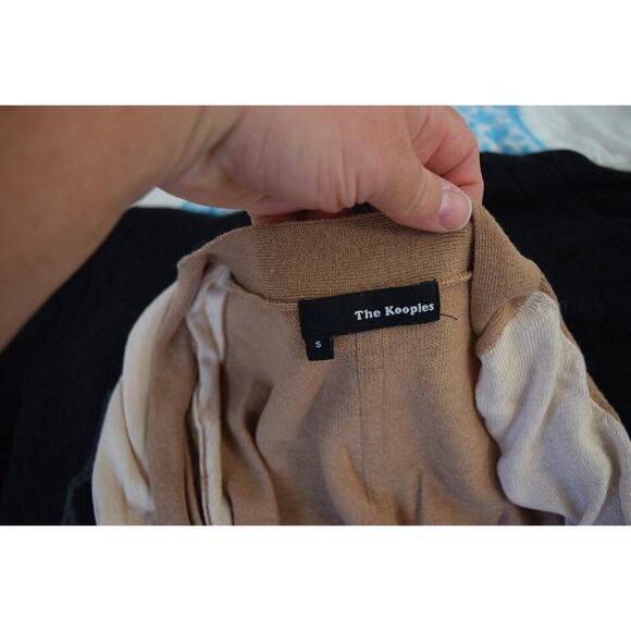 The Kooples Cardigan S Open Colorblock Brown Lightweight Tencel Silk Cashmere - Picture 4 of 5